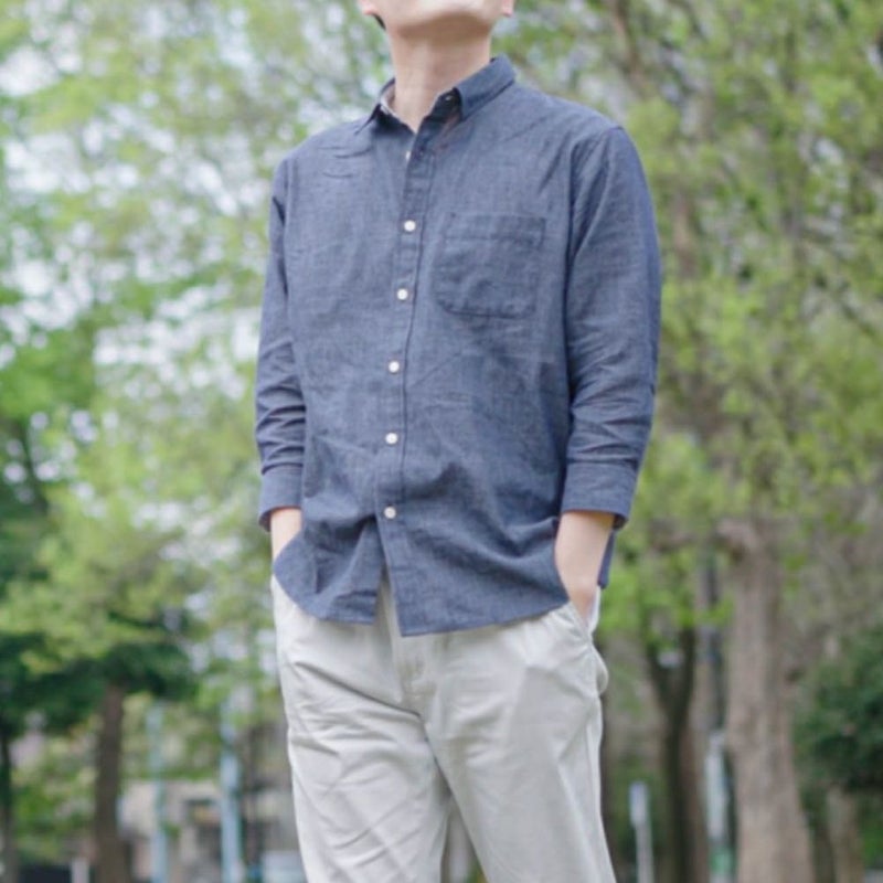 NAVY SARARI リネン混7分袖シャツ メンズ商品画像-19