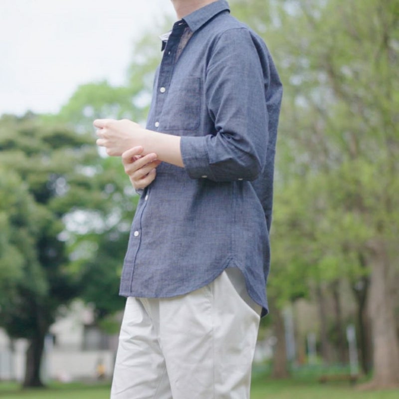 NAVY SARARI リネン混7分袖シャツ メンズ商品画像-20