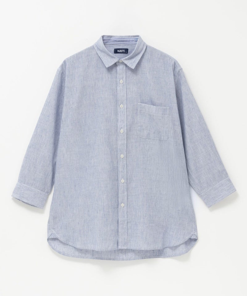 NAVY SARARI リネン混7分袖シャツ メンズ商品画像-25