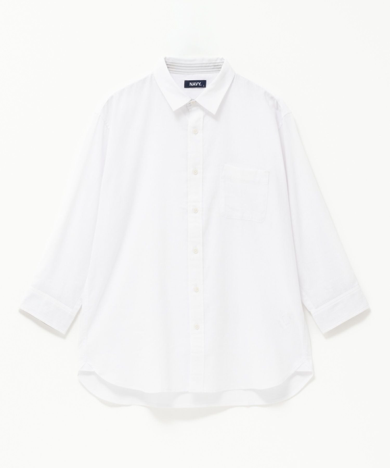 NAVY リネン混7分袖シャツ メンズ