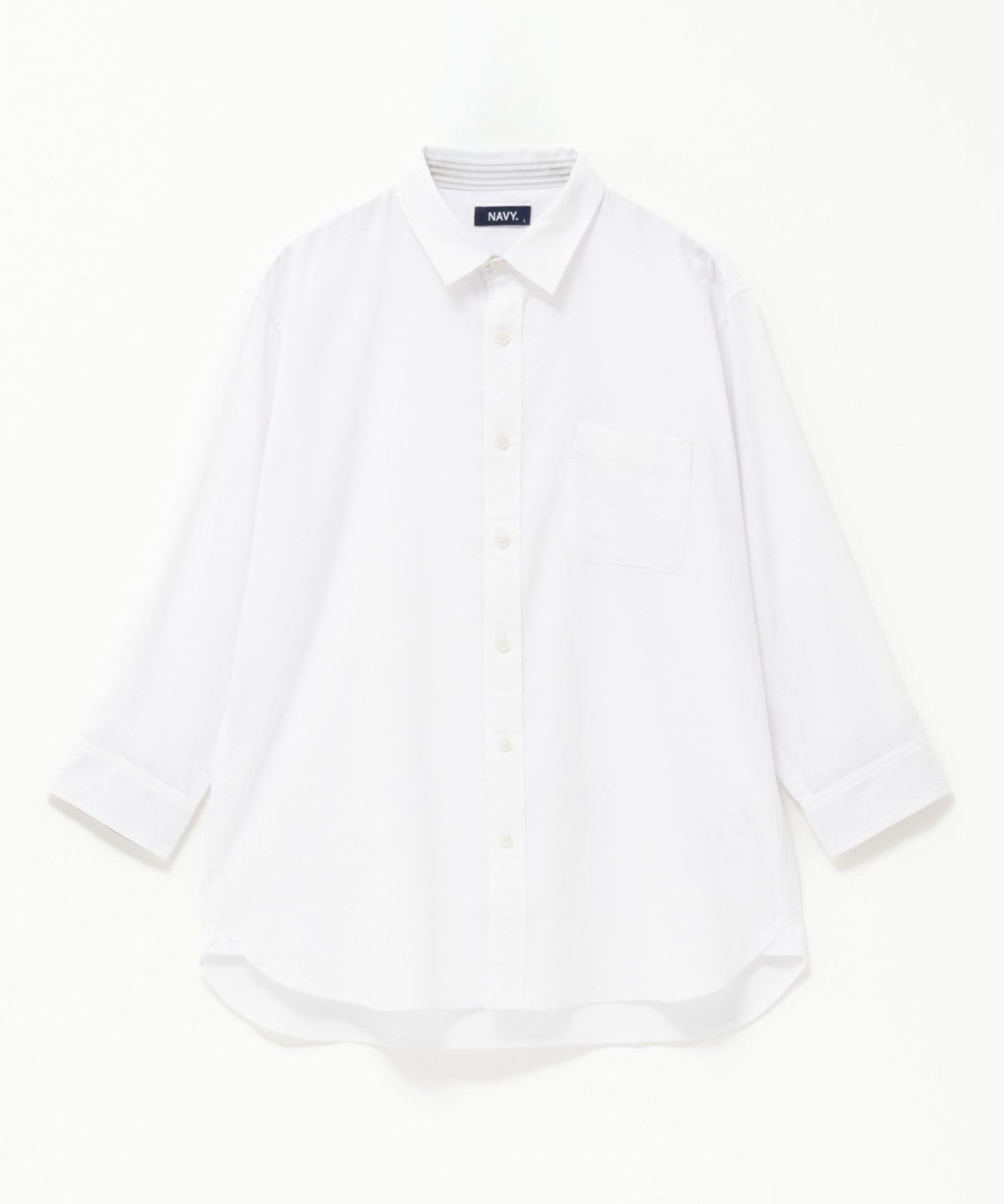 NAVY リネン混7分袖シャツ メンズ