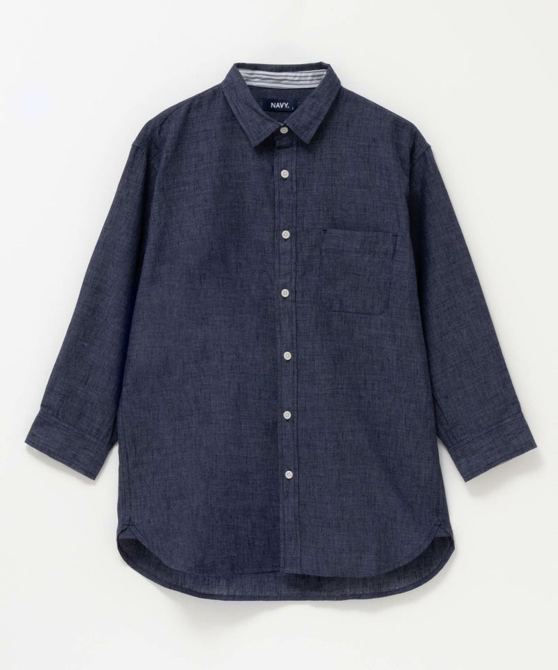 NAVY SARARI リネン混7分袖シャツ メンズ商品画像-27