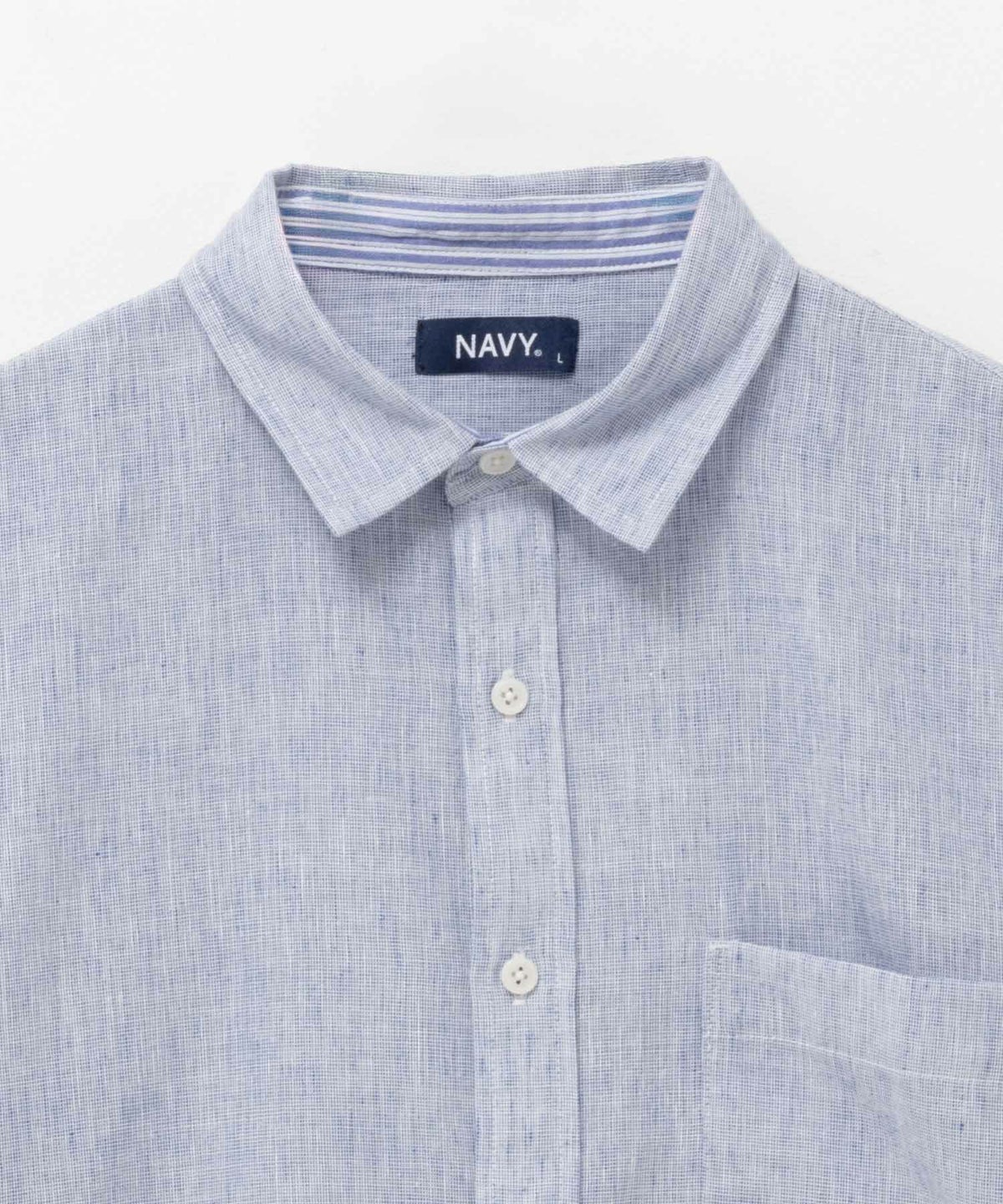 NAVY リネン混7分袖シャツ メンズ