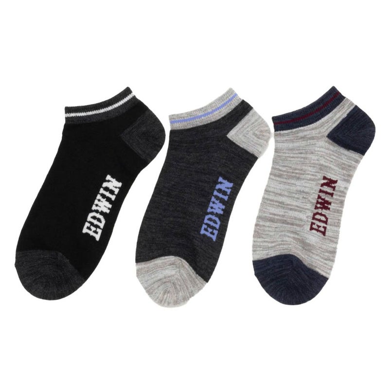 EDWIN アンクルソックス 切替 3足組 メンズ商品画像-1