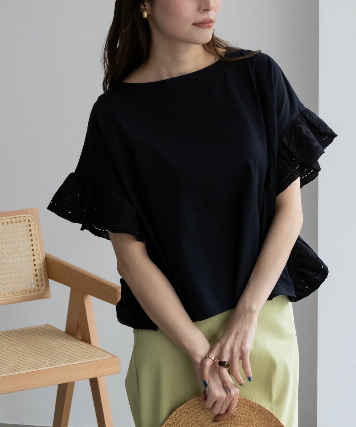 Howdy Marie インド綿 袖フリルTシャツ レディース ネコポス 対応商品【3,300円以上お買上げでオリジナルトートバッグプレゼント】