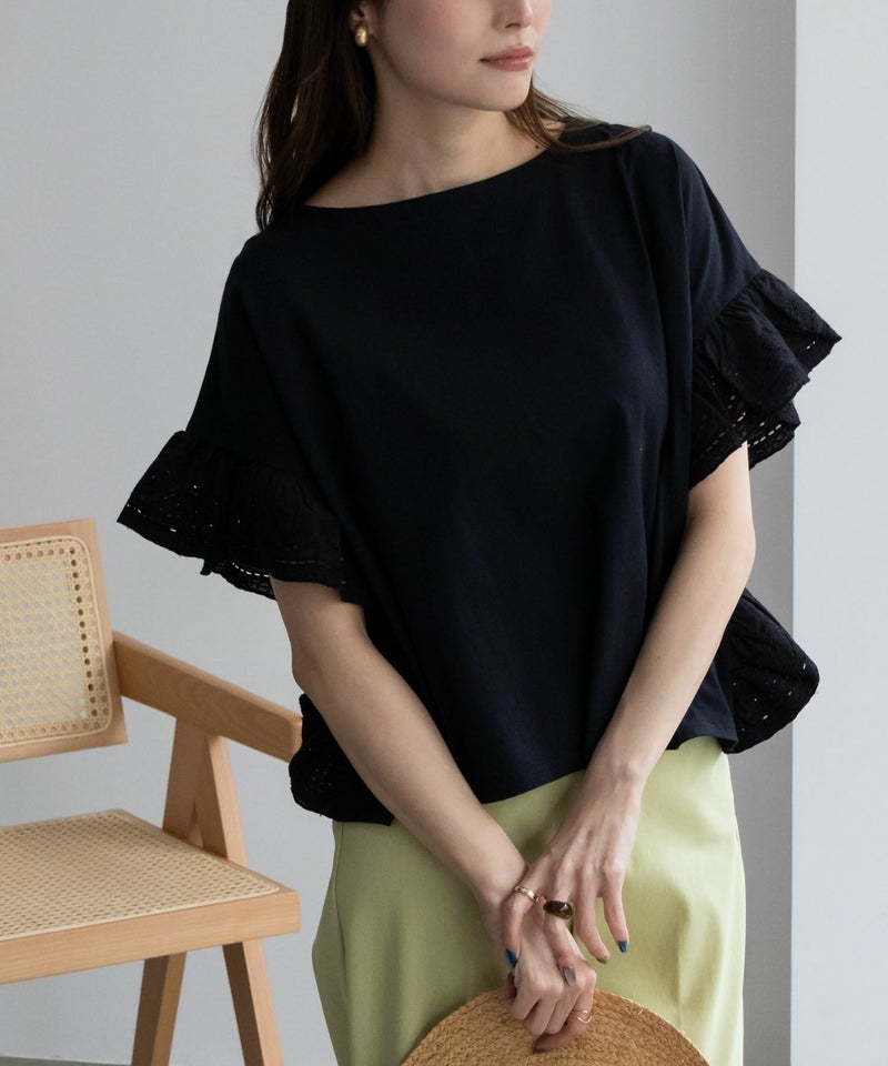 Howdy Marie  インド綿 袖フリルTシャツ レディース メール便 対応商品商品画像-1