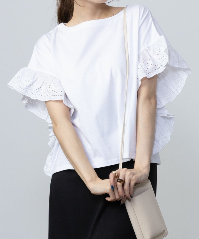 Howdy Marie  インド綿 袖フリルTシャツ レディース メール便 対応商品商品画像-2