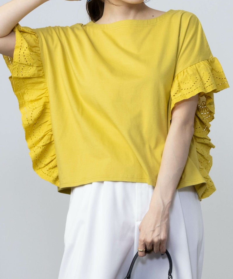 Howdy Marie インド綿 袖フリルTシャツ レディース メール便 対応商品商品画像-3