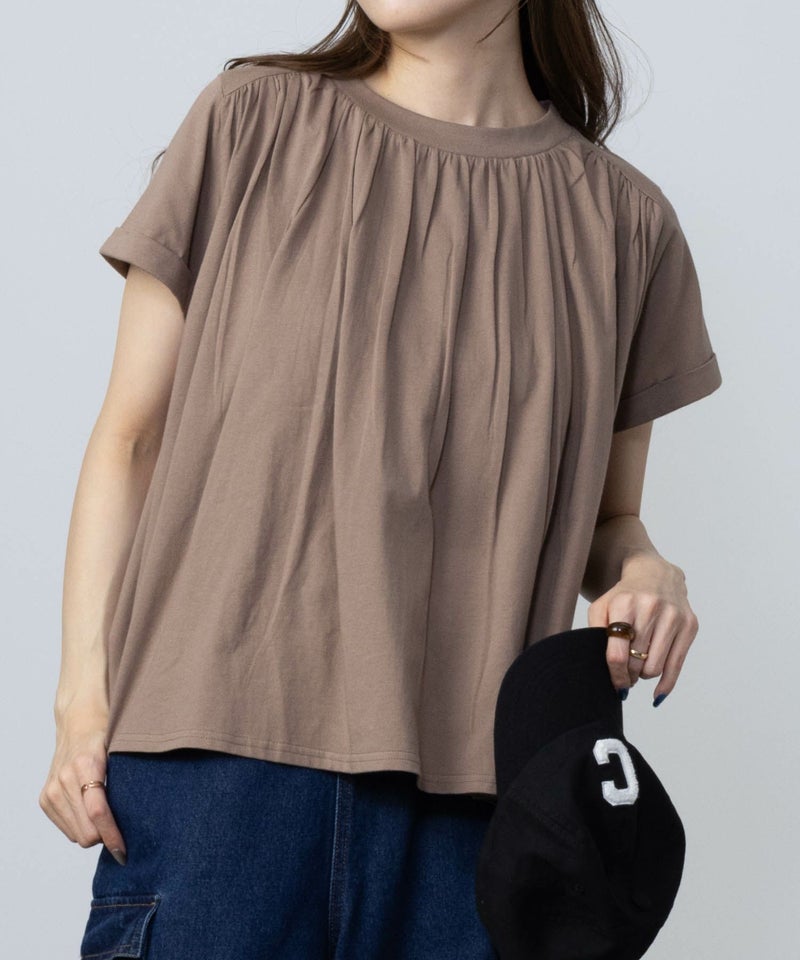 Howdy Marie インド綿 ギャザーTシャツ レディース メール便 対応商品商品画像-3