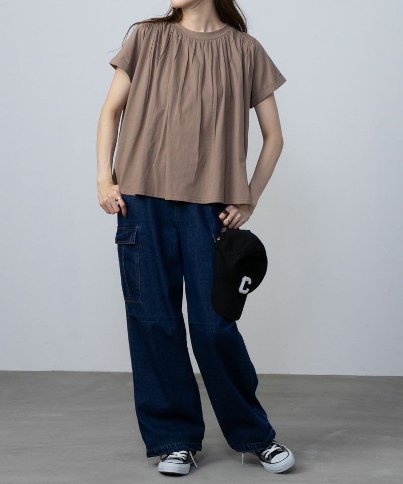 Howdy Marie インド綿 ギャザーTシャツ レディース メール便 対応商品商品画像-6