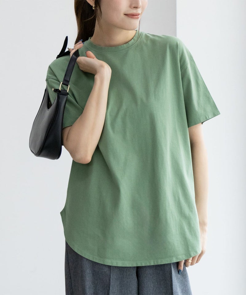 NAVY ベーシック裾ラウンドTシャツ レディース メール便 対応商品商品画像-1