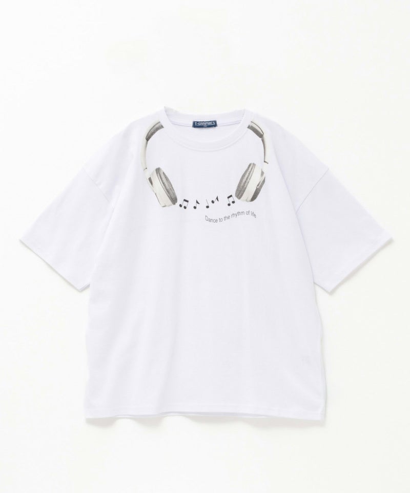 T-GRAPHICS ヘッドフォンビッグTシャツ キッズ メール便 対応商品商品画像-1