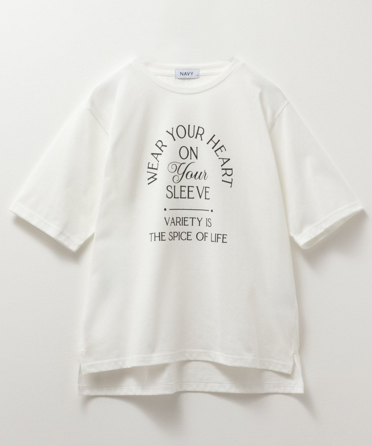 NAVY 5分袖アーチプリントTシャツ レディース ネコポス 対応商品