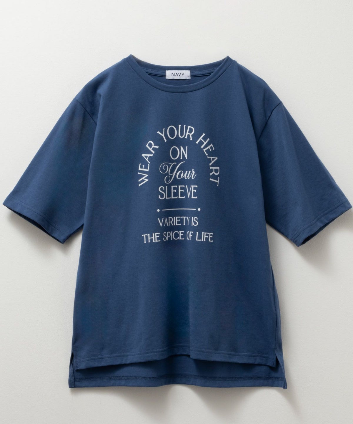 NAVY 5分袖アーチプリントTシャツ レディース ネコポス 対応商品