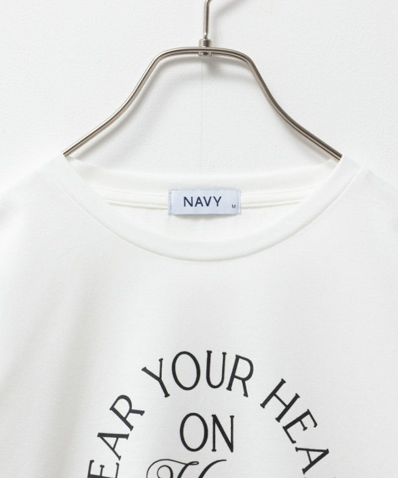 NAVY  5分袖アーチプリントTシャツ レディース メール便 対応商品商品画像-8