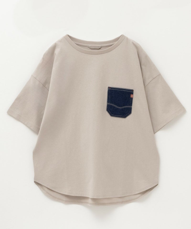 C17  デニムラウンド胸ポケットTシャツ レディース メール便 対応商品商品画像-11