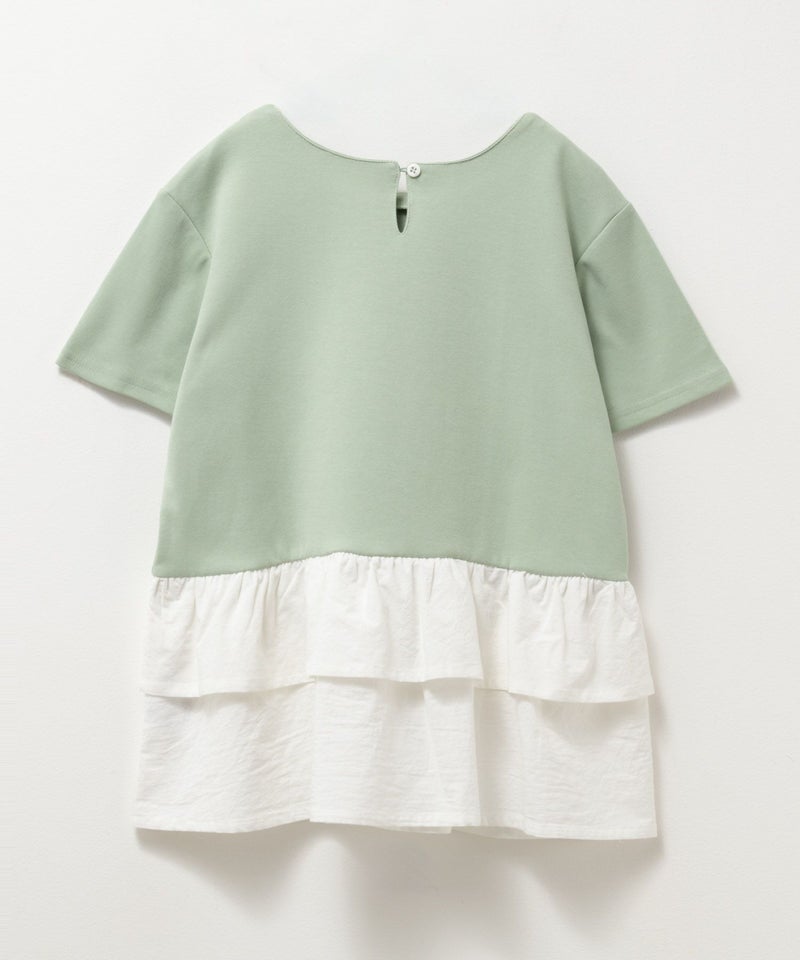 NAVY  ポンチ素材 フェイクレイヤードチュニック キッズ メール便 対応商品商品画像-2