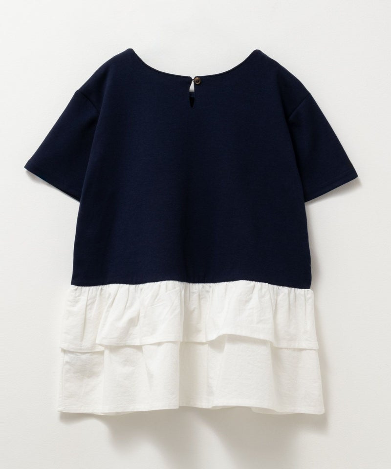 NAVY ポンチ素材 フェイクレイヤードチュニック キッズ メール便 対応商品商品画像-6