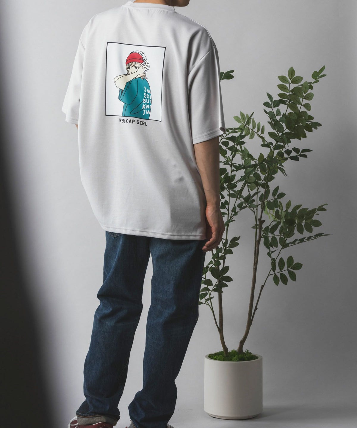 RED CAP GIRL ポンチ素材 バックプリントTシャツ メンズ ネコポス 対応商品