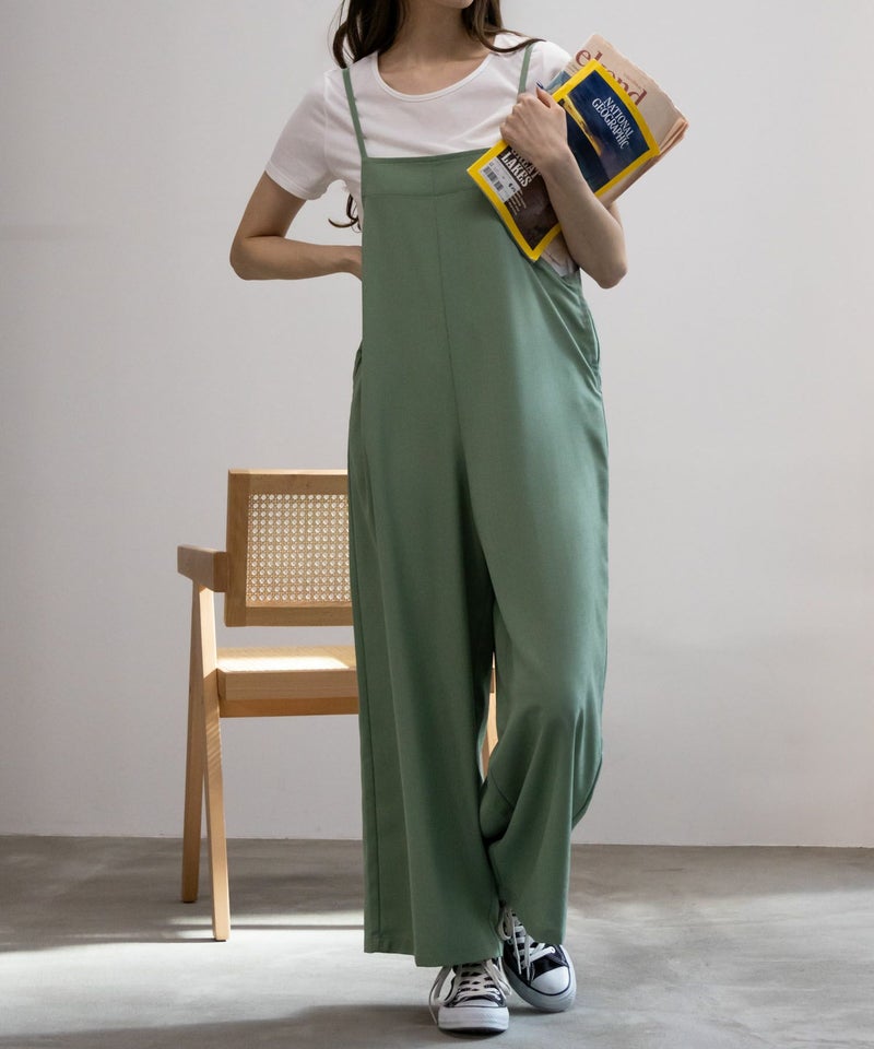 [期間限定価格]NAVY  麻ライクサロペットアンサンブル レディース商品画像-1