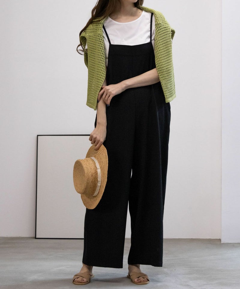 [期間限定価格]NAVY  麻ライクサロペットアンサンブル レディース商品画像-2