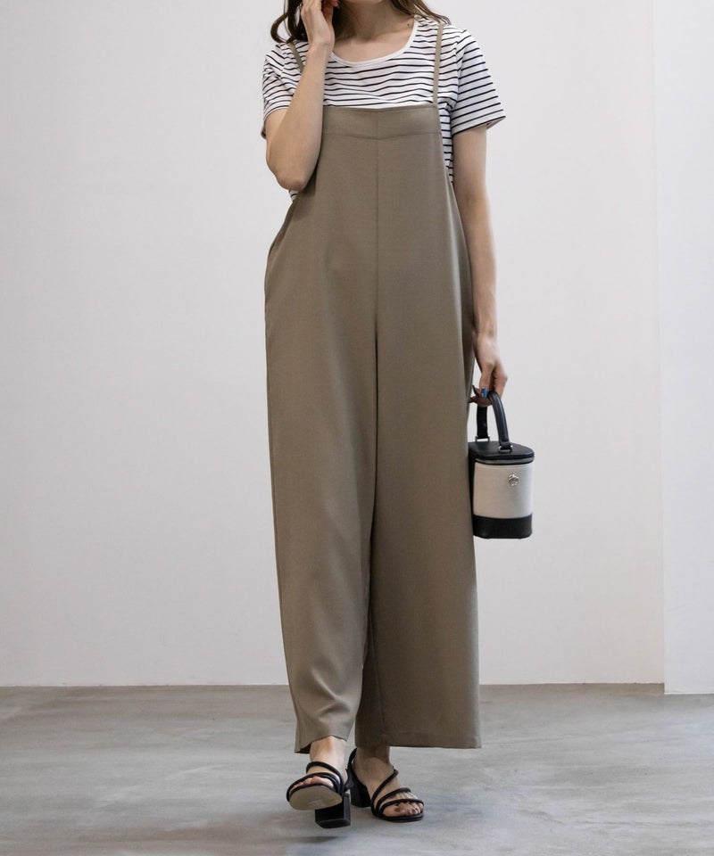 [期間限定価格]NAVY  麻ライクサロペットアンサンブル レディース商品画像-3