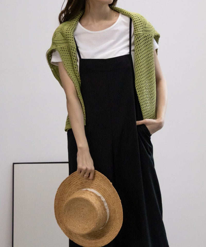 [期間限定価格]NAVY  麻ライクサロペットアンサンブル レディース商品画像-5