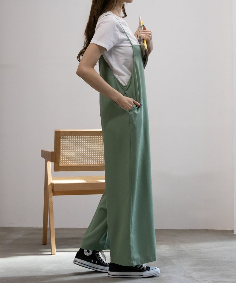 [期間限定価格]NAVY  麻ライクサロペットアンサンブル レディース商品画像-7