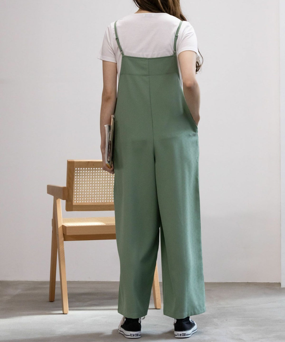 NAVY 麻ライクサロペットアンサンブル レディース