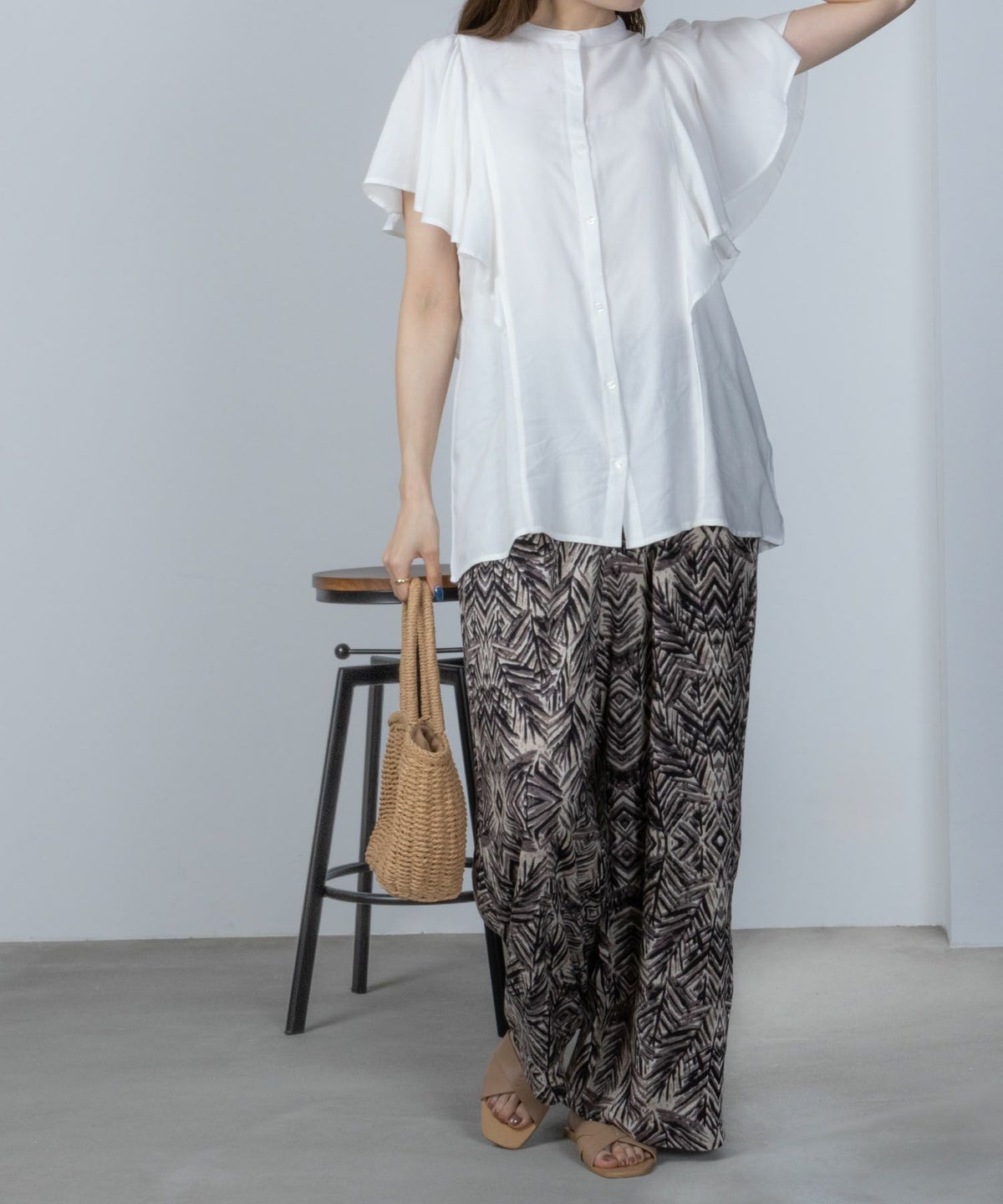 Howdy Marie インドファブリック 袖フレアシャツ レディース