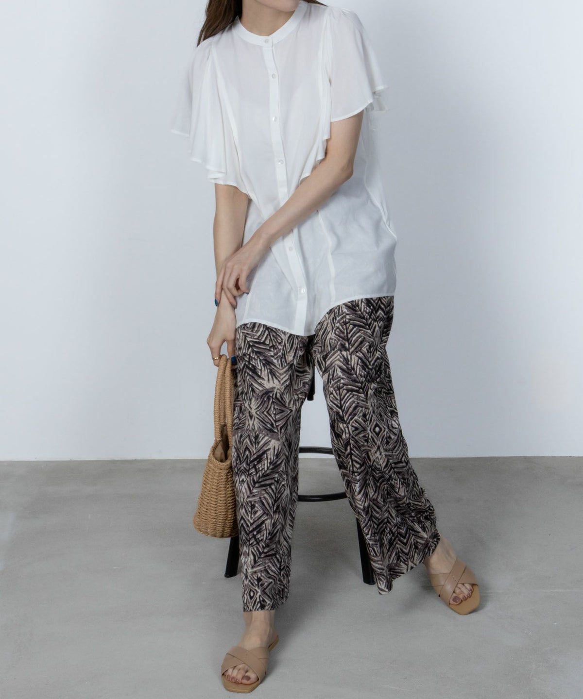 Howdy Marie インドファブリック 袖フレアシャツ レディース