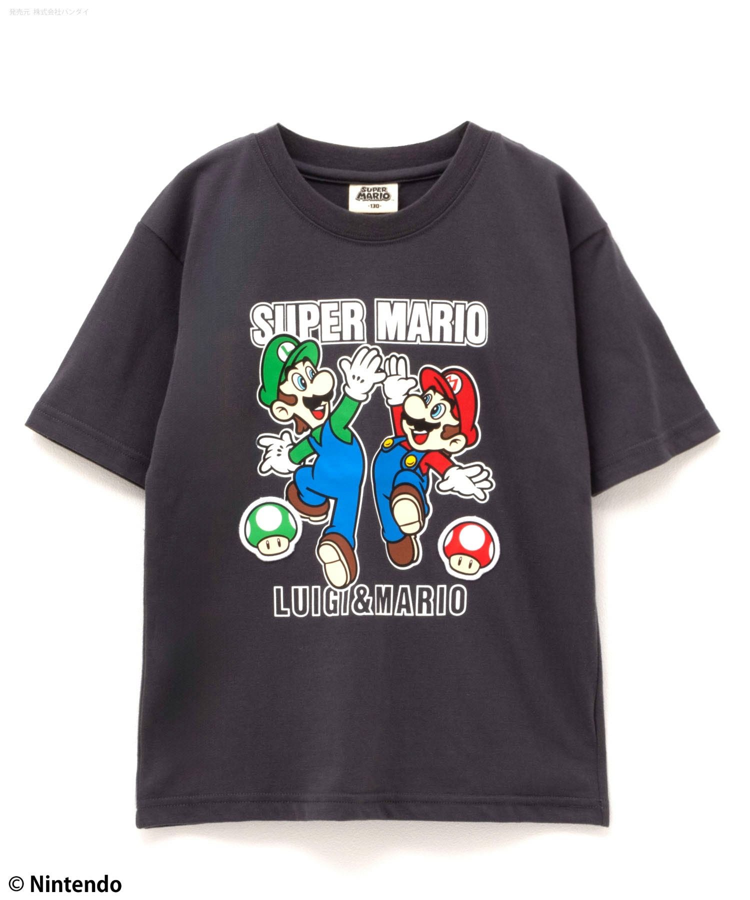 希少XLスーパーマリオ ビッグロゴプリントTシャツ SUPERMARIO 黒 黒 