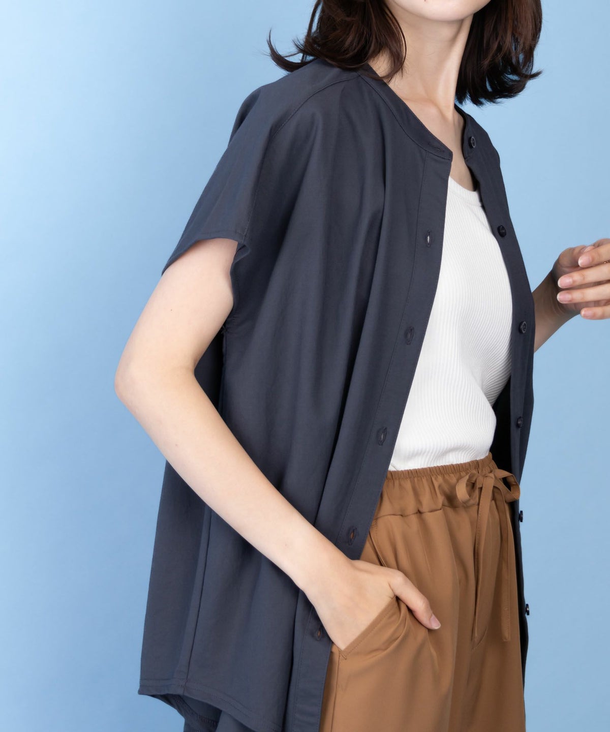 NAVY SARARI 前開きシャツ レディース