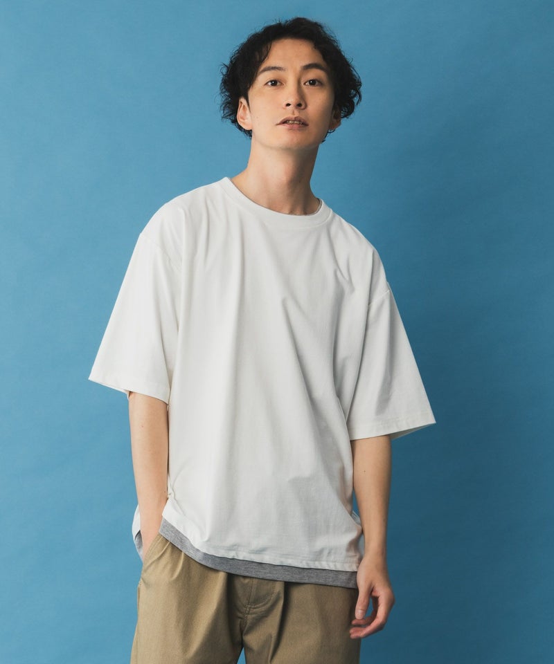 NAVY SARARI  冷感フェイクレイヤードTシャツ メンズ商品画像-4