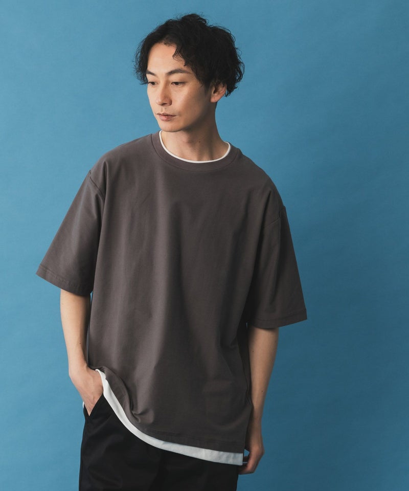 NAVY SARARI 冷感フェイクレイヤードTシャツ メンズ商品画像-7