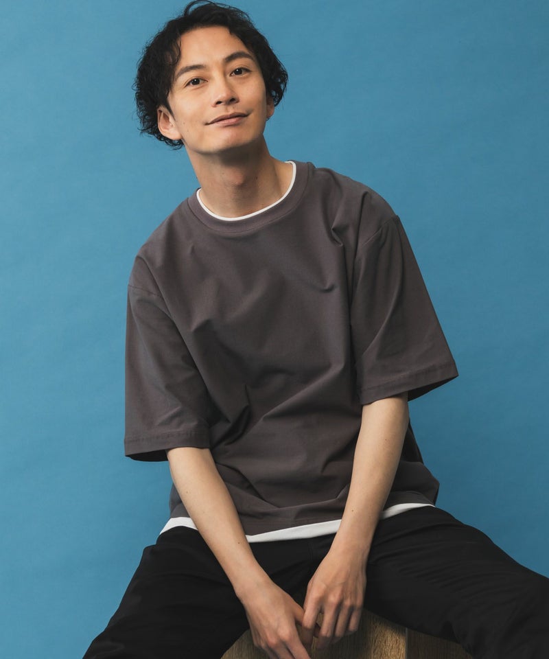 NAVY SARARI 冷感フェイクレイヤードTシャツ メンズ商品画像-8