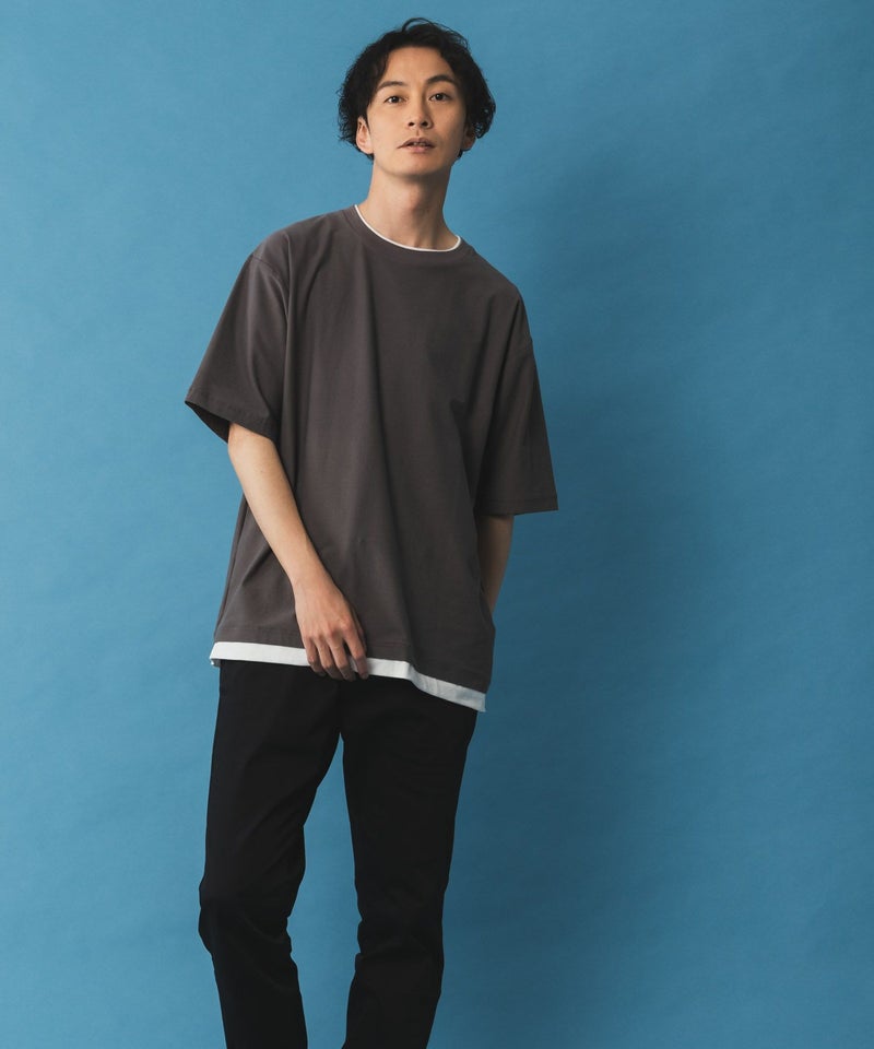 NAVY SARARI 冷感フェイクレイヤードTシャツ メンズ商品画像-9