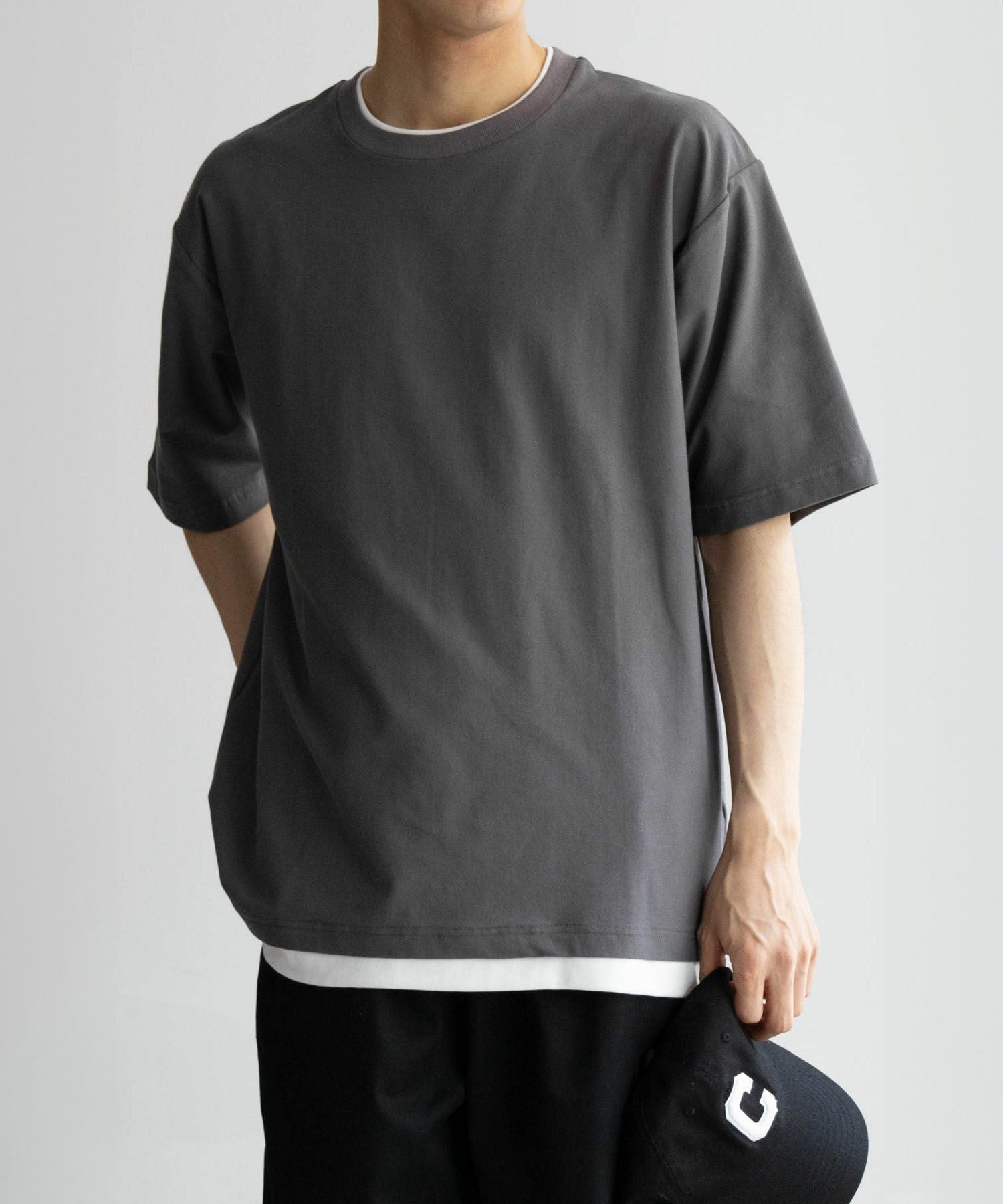 NAVY SARARI 冷感フェイクレイヤードTシャツ メンズ