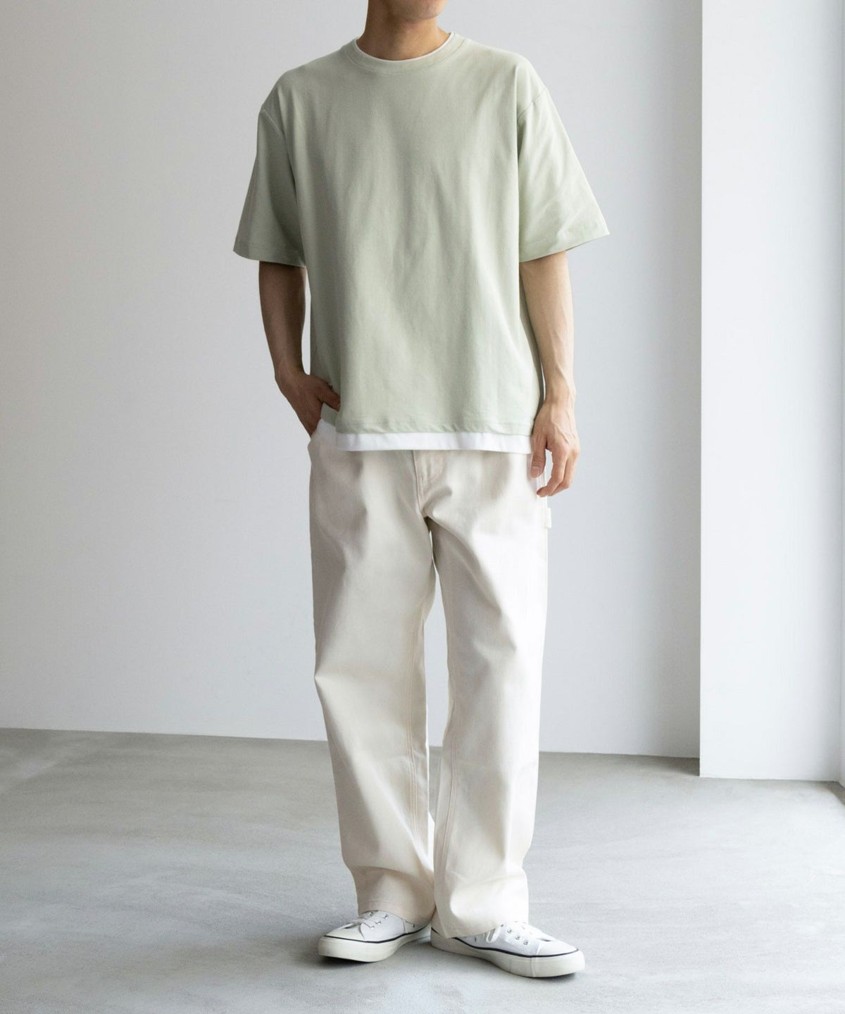 SARARI NAVY 冷感フェイクレイヤードTシャツ メンズ