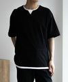 SARARI NAVY 冷感キーネックTシャツ メンズ