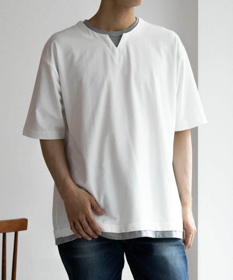 NAVY SARARI 冷感キーネックTシャツ メンズ商品画像-17