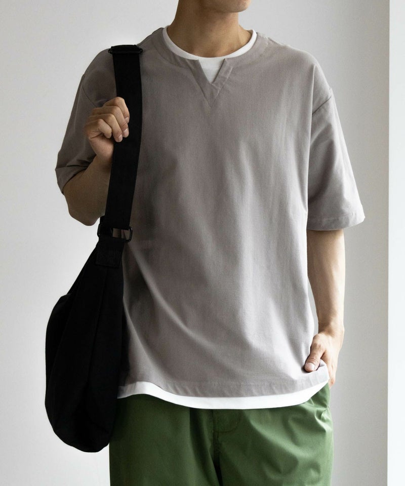 NAVY SARARI 冷感キーネックTシャツ メンズ商品画像-18