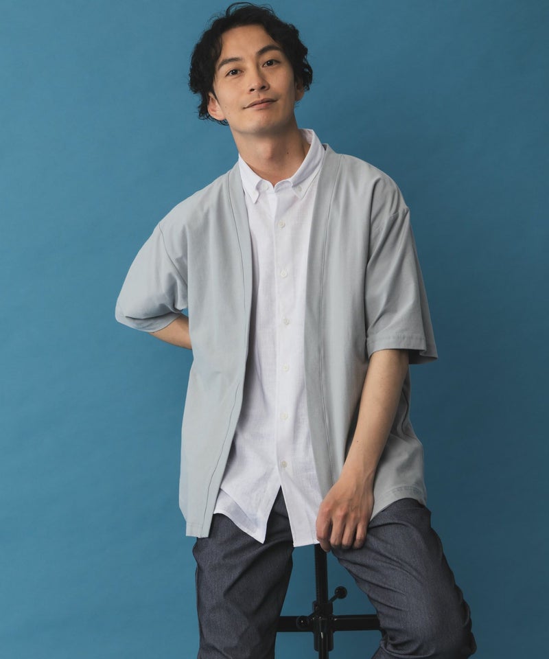 NAVY SARARI 冷感着流しカーディガン メンズ商品画像-3