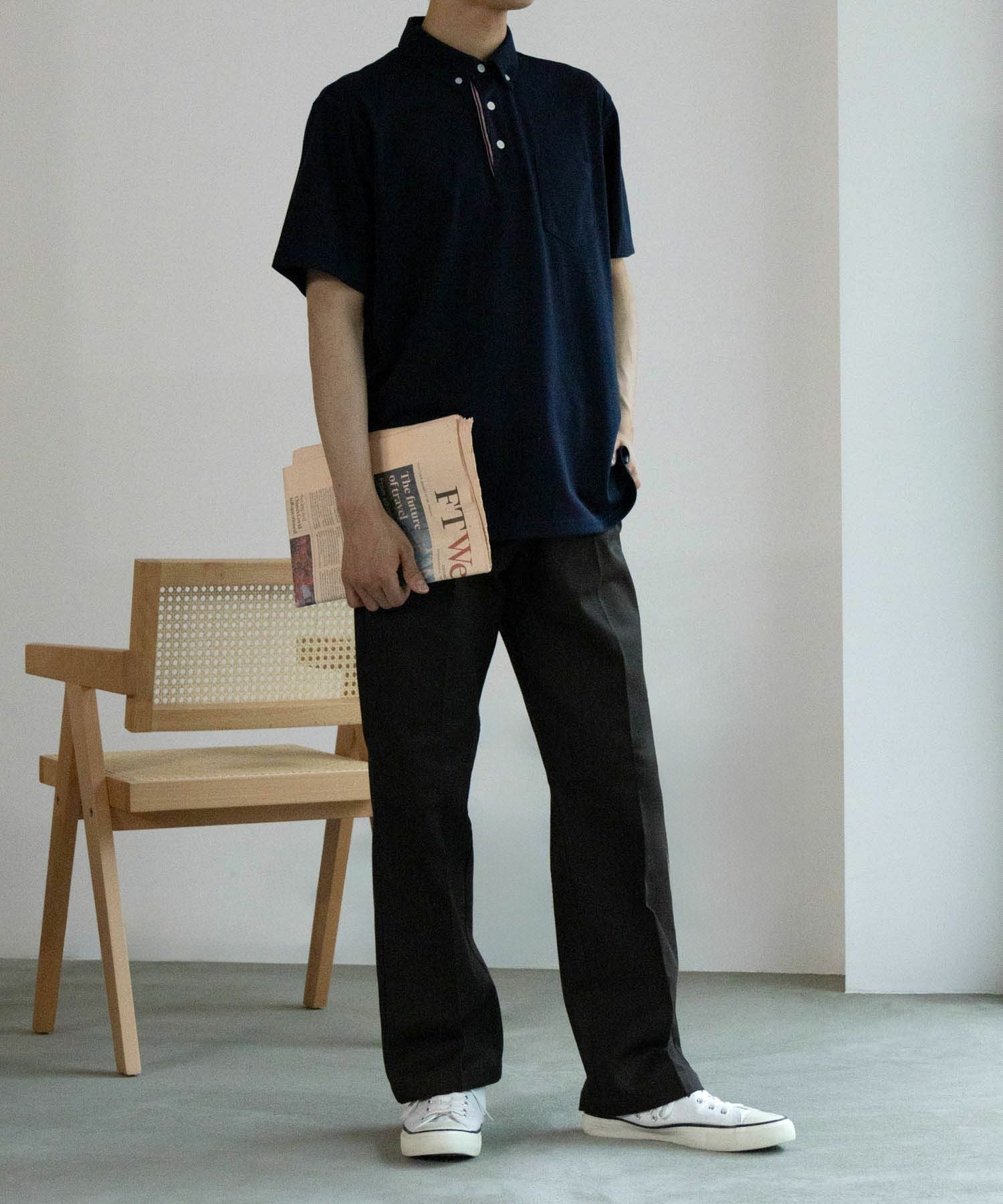 NAVY SARARI リピュール加工 カノコポロシャツ メンズ