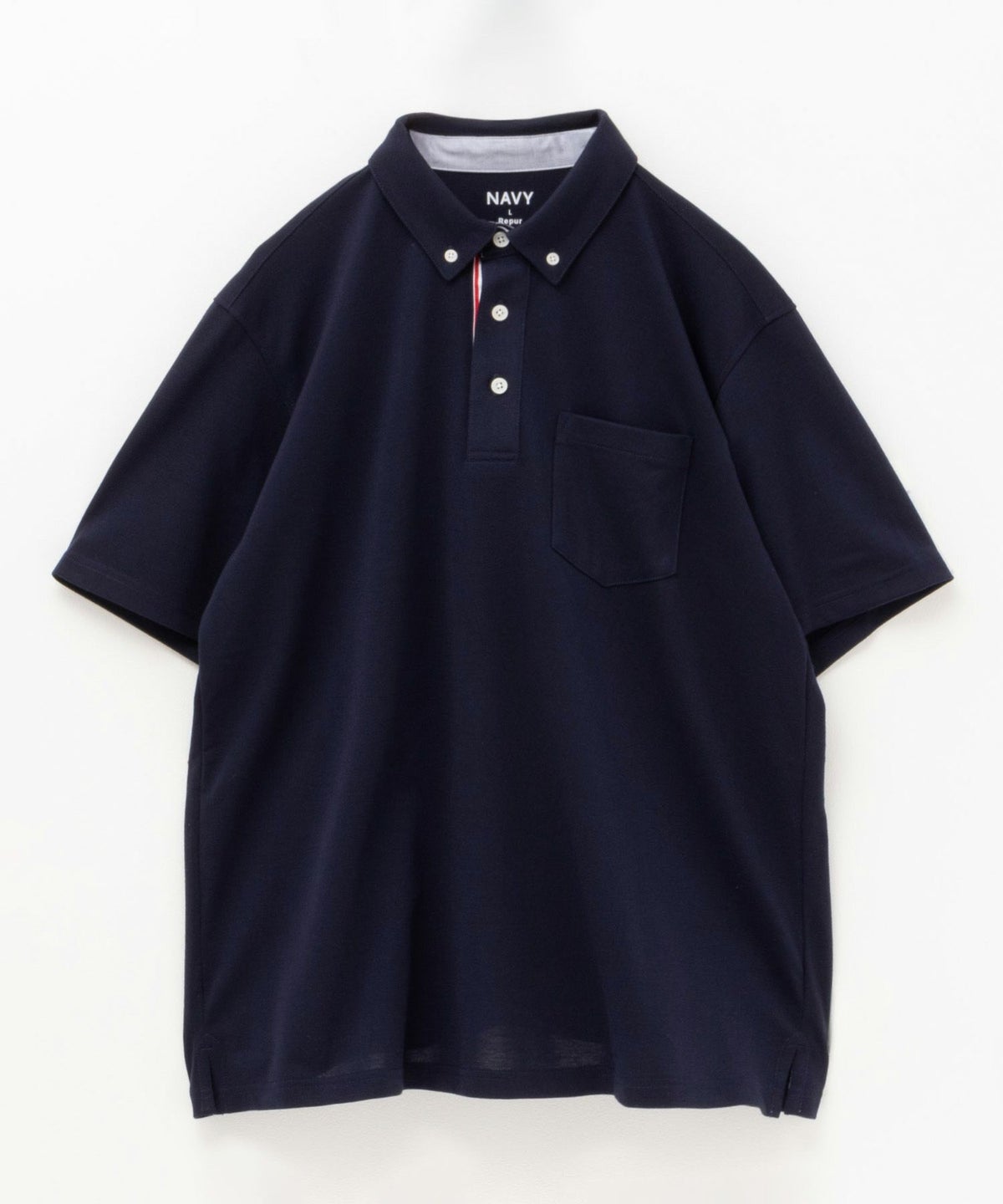 NAVY SARARI リピュール加工 カノコポロシャツ メンズ