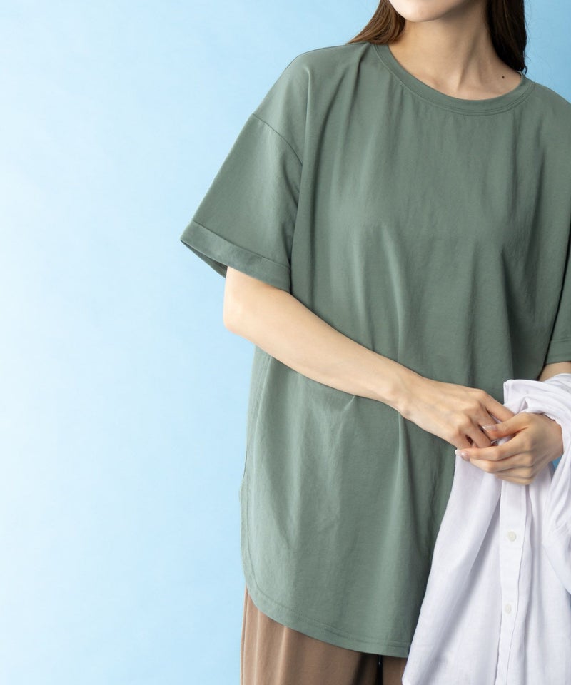 NAVY SARARI  チュニック丈Tシャツ レディース メール便 対応商品商品画像-2