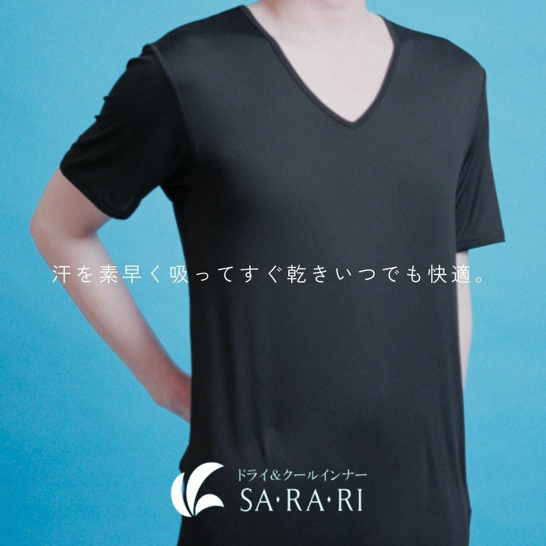 NAVY SARARI VネックTシャツ メンズ