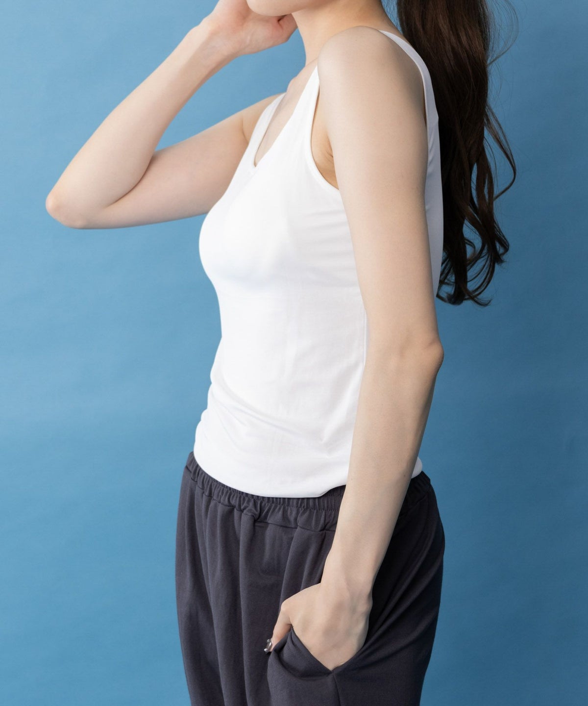 NAVY SARARI ブラトップタンクトップ レディース