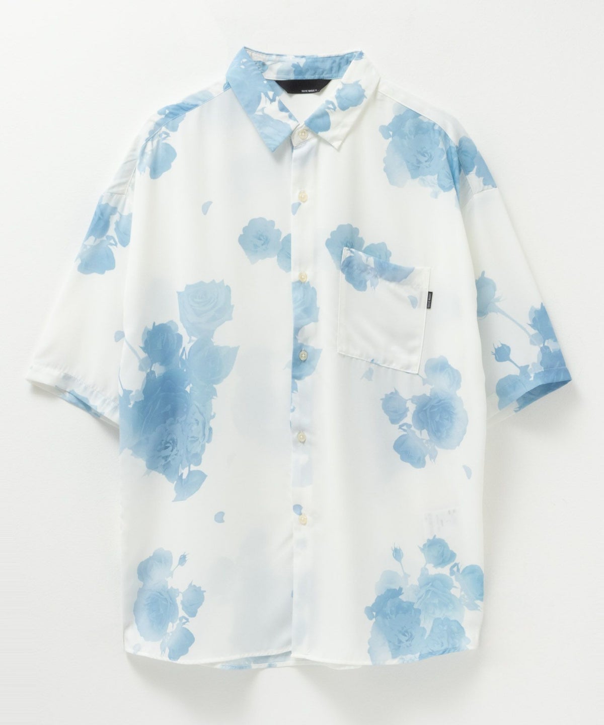 NAIVE MAGIC シルクタッチポリエステル ルーズサイズ総柄半袖シャツ メンズ