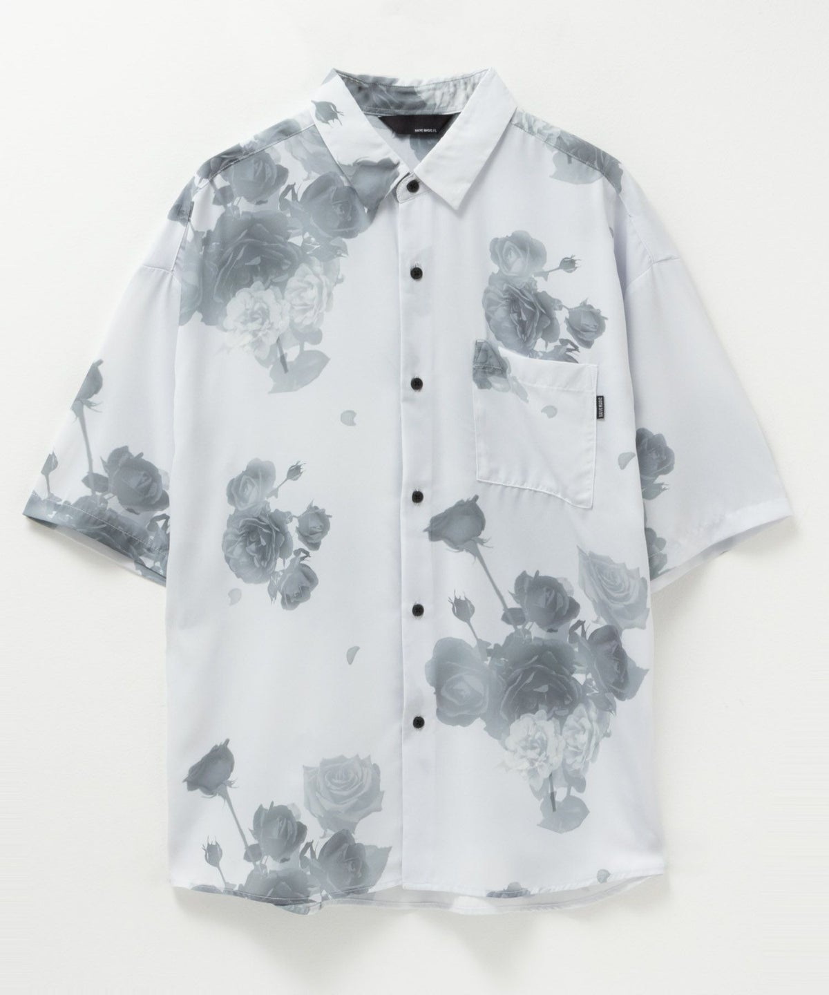 NAIVE MAGIC シルクタッチポリエステル ルーズサイズ総柄半袖シャツ メンズ